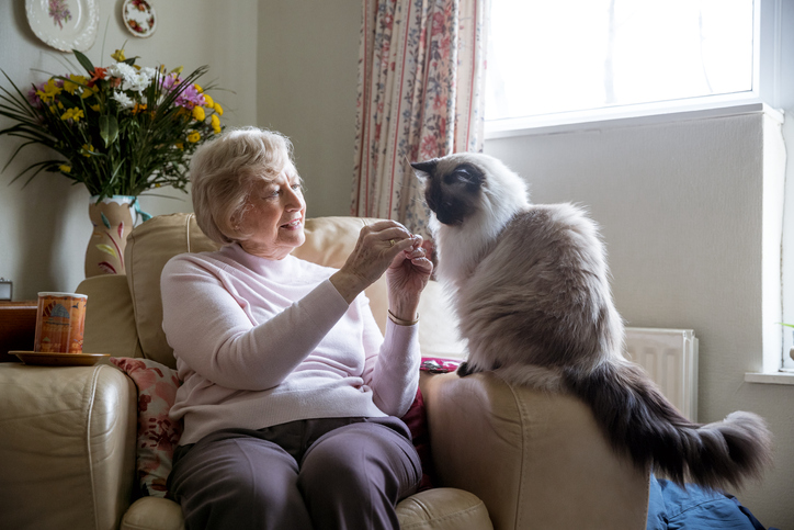 Elderly women and dog