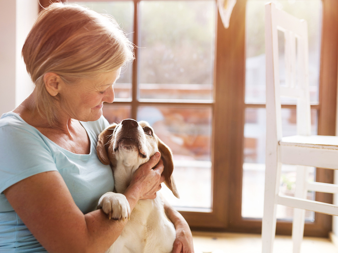 Elderly women with dog